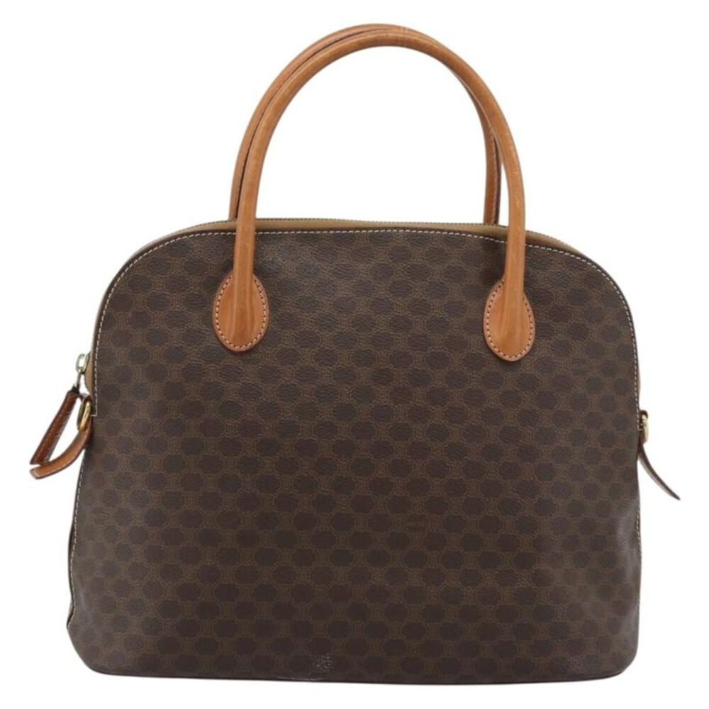 Celine Vintage Macadam Handbag Canvas Brown Canvas Handbag - Picture 1 of 16